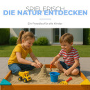Sandkasten aus Holz mit Abdeckung & Bodenplane 90 cm
