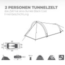 Tunnelzelt 2 Personen schwarz wasserdicht