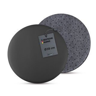 Kunstlederkissen für Stuhl mit Antirutsch ⌀38cm Schwarz 2er Pack
