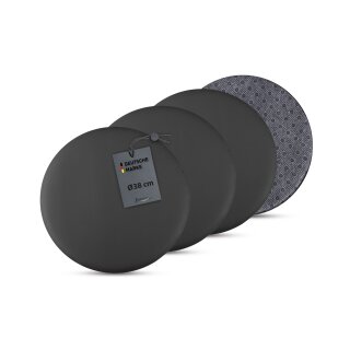 Kunstlederkissen für Stuhl mit Antirutsch ⌀38cm Schwarz 4er Pack