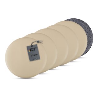 Kunstlederkissen für Stuhl mit Antirutsch ⌀38cm Beige 6er Pack