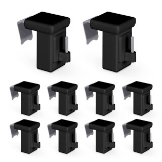 Klemmträger für Vitragestangen Schwarz 10er Pack