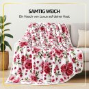 Kuscheldecke XXL mit Rosen 240x200 cm Weiß