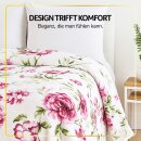 Kuscheldecke XXL mit Rosen 240x200 cm Beige