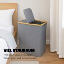 Wäschekorb 120L mit 2 Deckeln und 2 Fächern inkl. Bambusrahmen