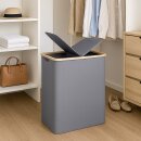 Wäschekorb mit Bambusrahmen inkl. 2 Fächern 54x34x65cm