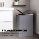 Wäschekorb mit Bambusrahmen inkl. 2 Fächern 54x34x65cm