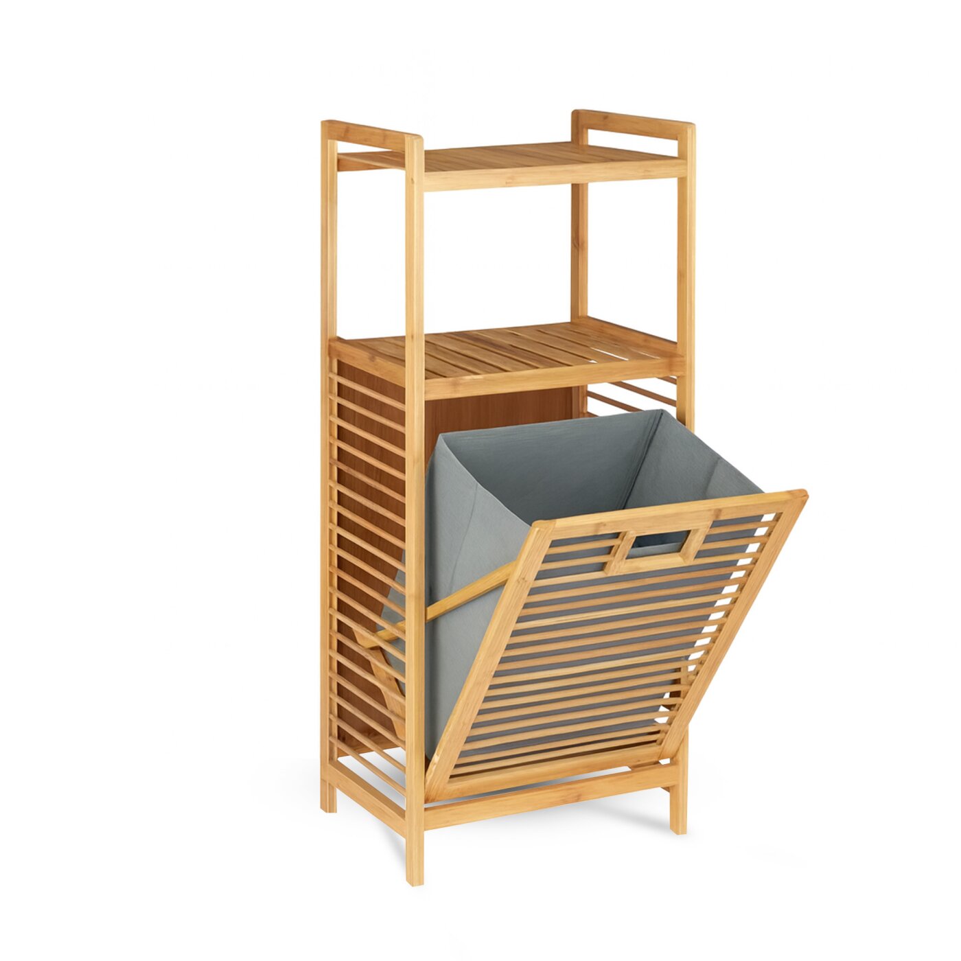 Wschekorb aus Bambus mit kippbarer Wschetruhe 40x30x9