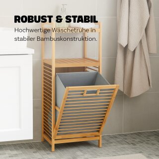 Wäschekorb aus Bambus mit kippbarer Wäschetruhe 40x30x9