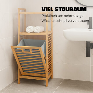 Wschekorb aus Bambus mit kippbarer Wschetruhe 40x30x9