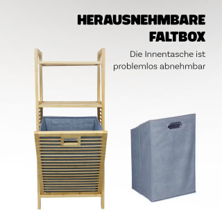 Wschekorb aus Bambus mit kippbarer Wschetruhe 40x30x9