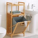 Wäschekorb aus Bambus mit kippbarer Wäschetruhe 40x30x95cm