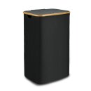 Wäschekorb 100L mit Deckel, herausnehmbarer Tasche und Bambusrahmen Schwarz