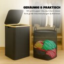 Wäschekorb ( Bambusrahmen ) mit herausnehmbarer Tasche - 41x37x71cm - Schwarz