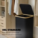 Wäschekorb mit Bambusrahmen inkl. herausnehmbarer Tasche 41x37x71cm Schwarz