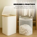 Wäschekorb 100L mit Deckel, herausnehmbarer Tasche und Bambusrahmen Weiß