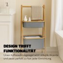Aufbewahrungsregal aus Bambus mit 2 grauen Stoffkörben - 34×45×97 cm