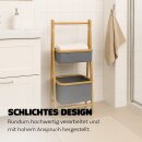 Aufbewahrungsregal aus Bambus mit 2 grauen Stoffkörben - 34×45×97 cm