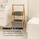 Aufbewahrungsregal aus Bambus mit 2 grauen Stoffkörben - 34×45×97 cm