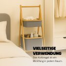 Aufbewahrungsregal aus Bambus mit 2 grauen Stoffkörben - 34×45×97 cm