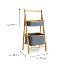 Aufbewahrungsregal aus Bambus mit 2 grauen Stoffkörben 45x34x97cm