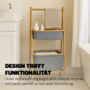 Aufbewahrungsregal aus Bambus mit 2 grauen Stoffkörben 45x34x97cm