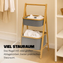 Aufbewahrungsregal aus Bambus mit 2 grauen Stoffkörben 45x34x97cm