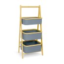 Aufbewahrungsregal aus Bambus mit 3 grauen...