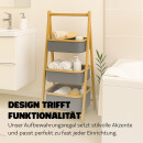 Aufbewahrungsregal aus Bambus mit 3 grauen Stoffkörben 45x31x108cm