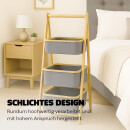 Aufbewahrungsregal aus Bambus mit 3 grauen Stoffkörben 45x31x108cm