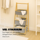 Aufbewahrungsregal aus Bambus mit 3 grauen Stoffkörben 45x31x108cm