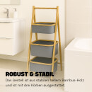 Aufbewahrungsregal aus Bambus mit 3 grauen Stoffkörben 45x31x108cm