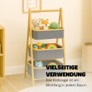Aufbewahrungsregal aus Bambus mit 3 grauen Stoffkörben 45x31x108cm