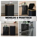 PET-Flaschen Sammelbehälter mit Bambusrahmen 44x33x70 cm