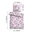 Bettwäsche Kinder (Bettbezug 135x200 cm + Kissenbezug 80x80 cm) mit Motiv Einhorn