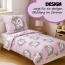 Bettwäsche Kinder (Bettbezug 135x200 cm + Kissenbezug 80x80 cm) mit Motiv Einhorn