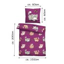 Kinderbettwäsche 2-teilig 135x200/80x80cm mit Motiv Katze