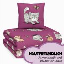 Kinderbettwäsche 2-teilig 135x200/80x80cm mit Motiv Katze