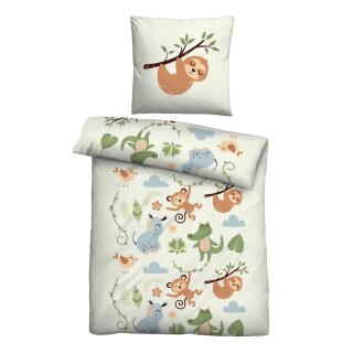 Kinderbettwäsche 2-teilig 135x200/80x80cm mit Motiv Dschungel