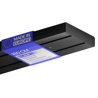 Gardinenschiene Komplettset inkl. Zubehör Schwarz 180cm (2x90cm) 2-läufig