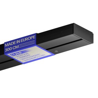 Gardinenschiene Komplettset inkl. Zubehör Schwarz 300cm (2x90/1x120cm) 1-läufig