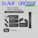 Gardinenschiene Komplettset inkl. Zubehör + 2er Set Rundbogen Schwarz 180cm (2x90cm) 2-läufig