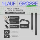 Gardinenschiene Komplettset inkl. Zubehör + 2er Set Rundbogen Schwarz 300cm (2x90/1x120cm) 1-läufig