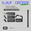Gardinenschiene Komplettset inkl. Zubehör + 2er Set Rundbogen Schwarz 360cm (3x120cm) 1-läufig
