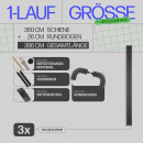 Gardinenschiene Komplettset inkl. Zubehör + 2er Set Rundbogen Schwarz 360cm (3x120cm) 1-läufig