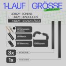 Gardinenschiene Komplettset inkl. Zubehör + 2er Set Rundbogen Schwarz 390cm (3x90/120cm) 1-läufig
