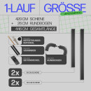 Gardinenschiene Komplettset inkl. Zubehör + 2er Set Rundbogen Schwarz 420cm (2x90/2x120cm) 1-läufig