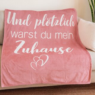 Kuscheldecke Flanell mit Spruch 130x160cm Rosa