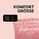 Kuscheldecke Flanell mit Spruch 130x160cm Rosa
