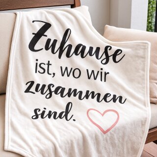 Kuscheldecke Flanell mit Spruch 130x160cm Weiß